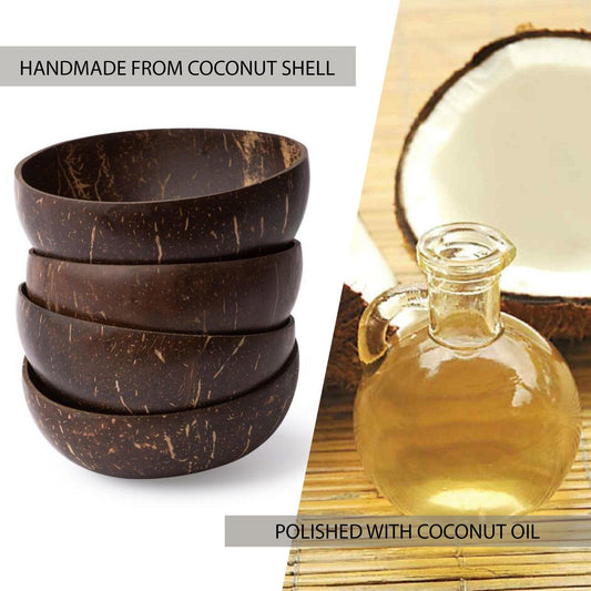 Natural Coconut Bowl & Bamboo Spoon Set