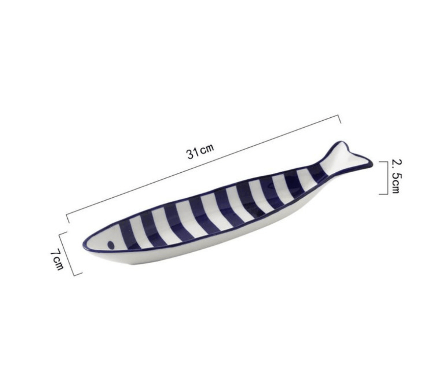 Hand Printed Fish Shape Ceramic Plate