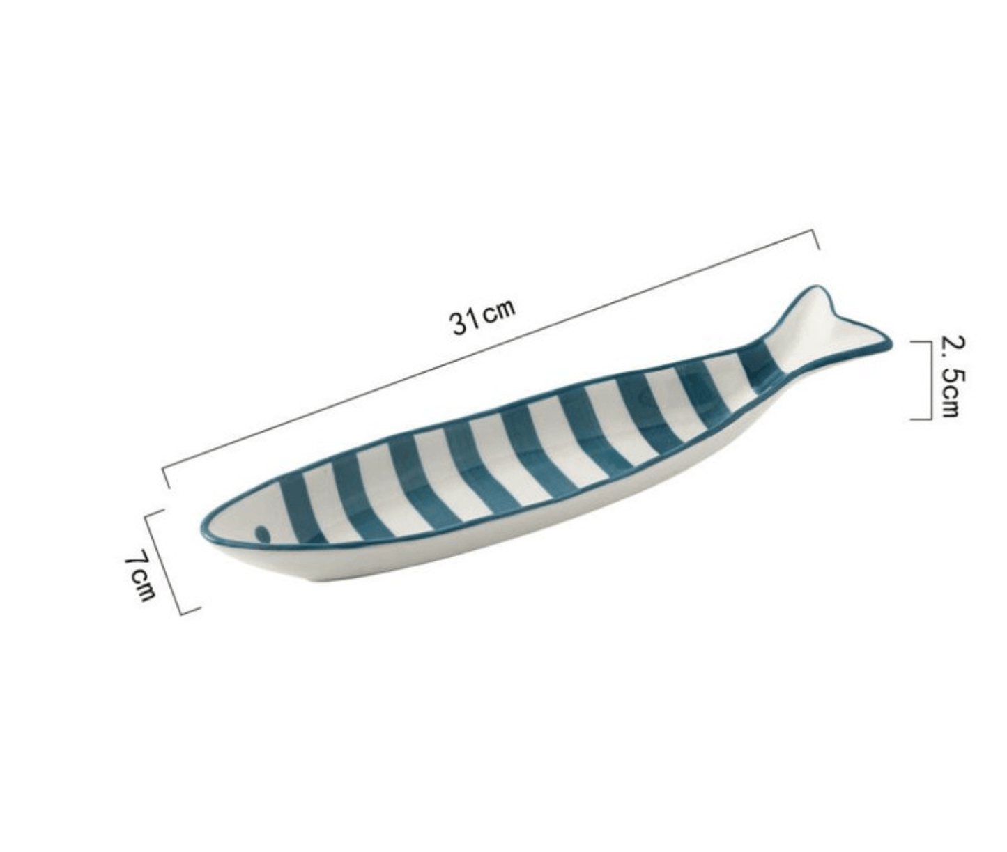 Hand Printed Fish Shape Ceramic Plate