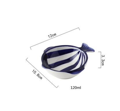 Hand Printed Fish Shape Ceramic Plate
