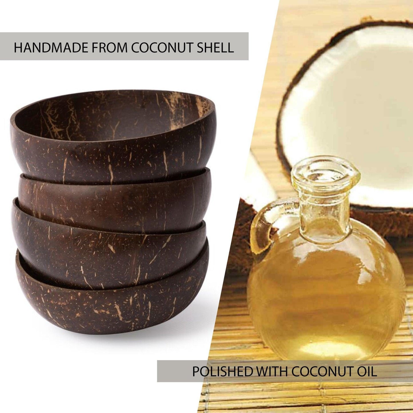 Natural Coconut Bowl & Bamboo Spoon Set
